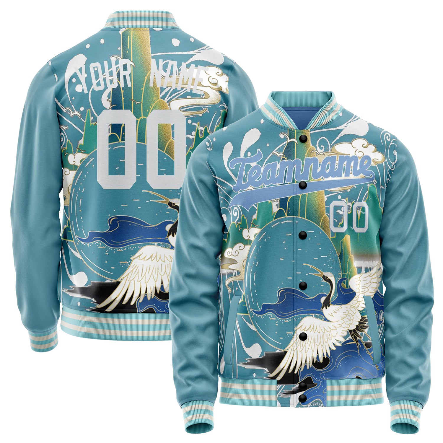 Maßgeschneidertes Hellblau Weiß Jacke JA02240617JC263