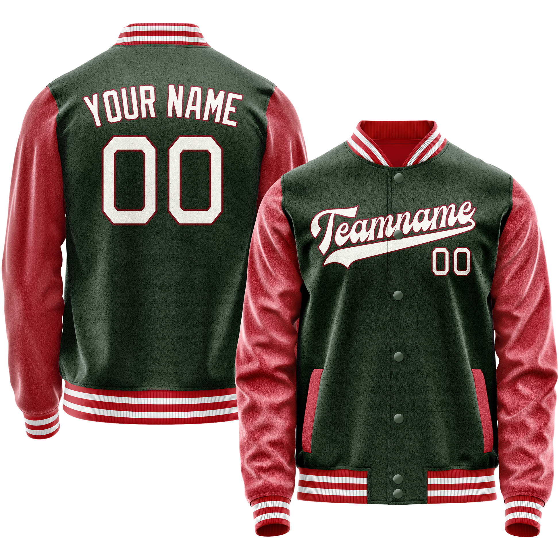 Maßgeschneidertes Grün Karmesinrot Jacke JA02240617JG199
