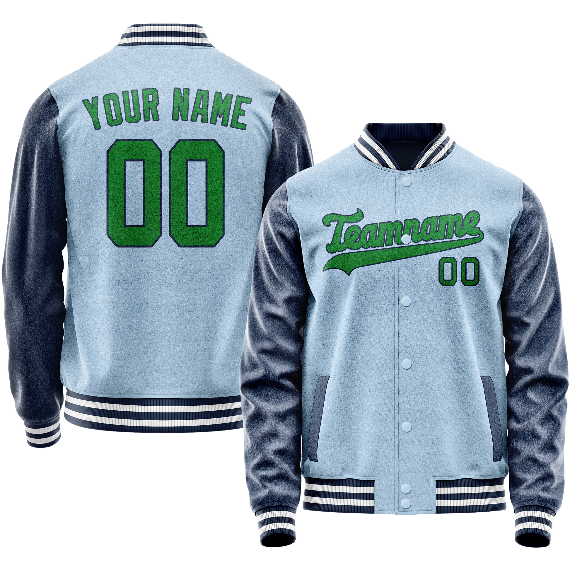 Maßgeschneidertes Hellblau Neongrün Jacke JA02240617JC259
