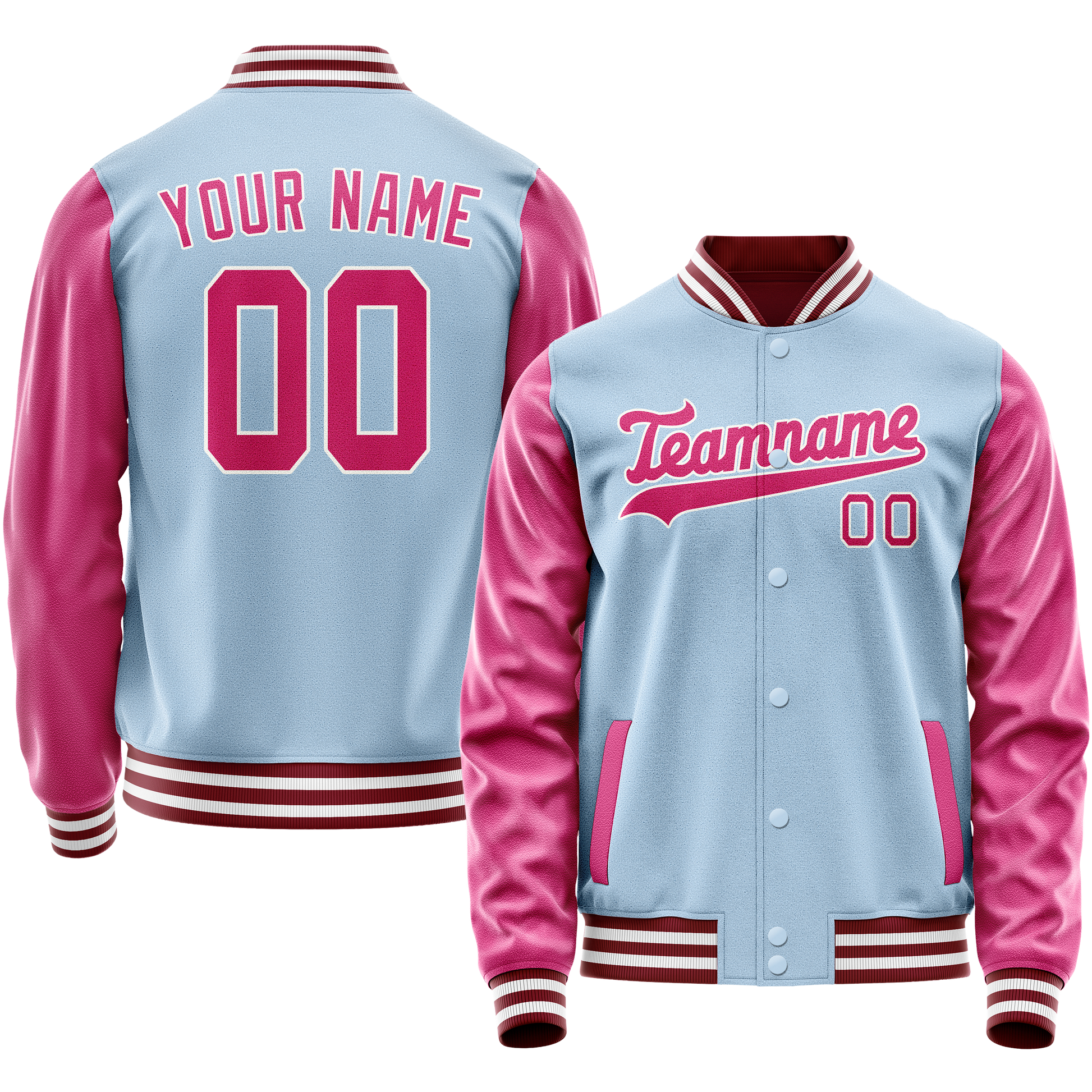 Maßgeschneidertes Hellblau Rosa Jacke JA02240617JC240