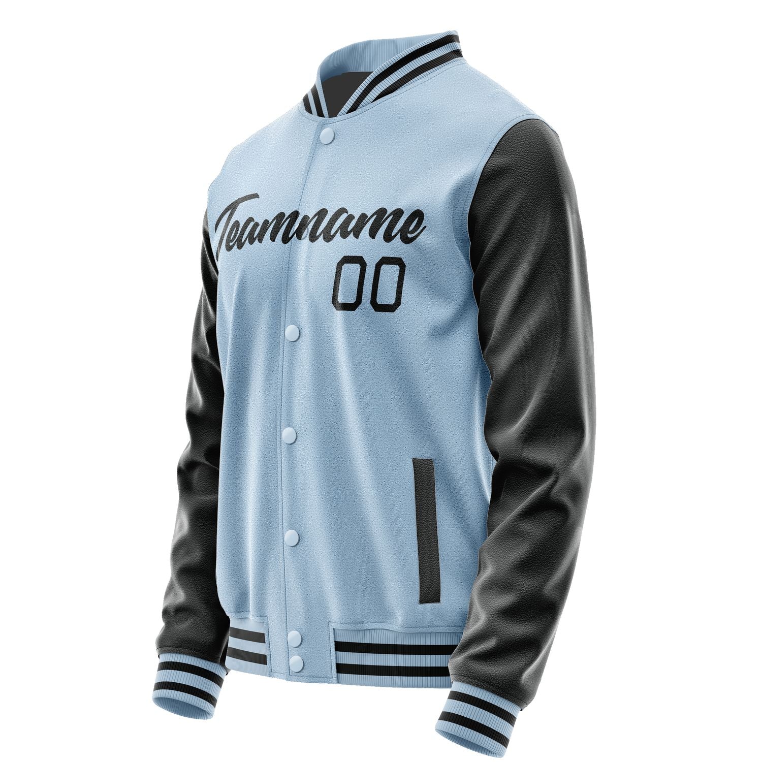 Maßgeschneidertes Hellblau Schwarz Jacke JA0808170817B21717