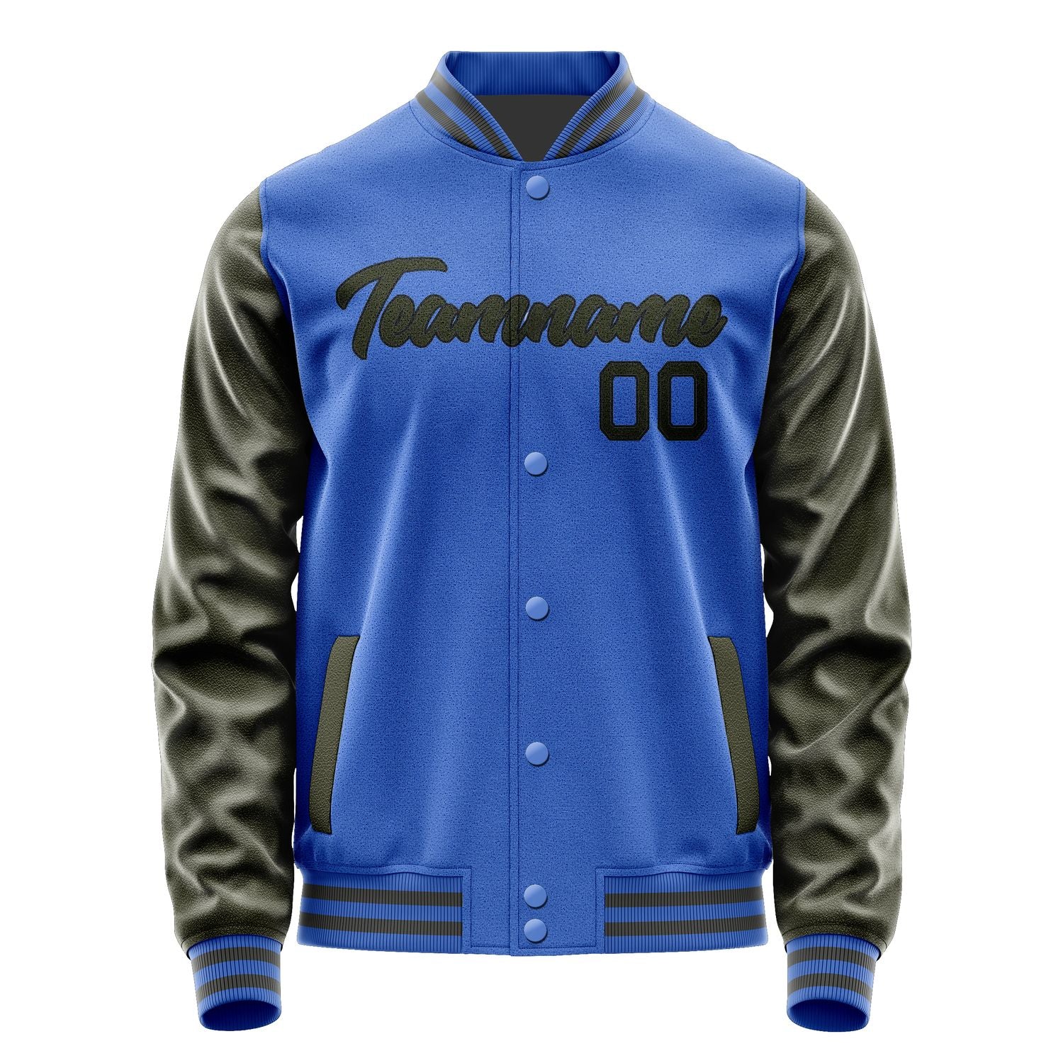 Maßgeschneidertes Himmelblau Dunkles Oliv Jacke JA0909020920B21702