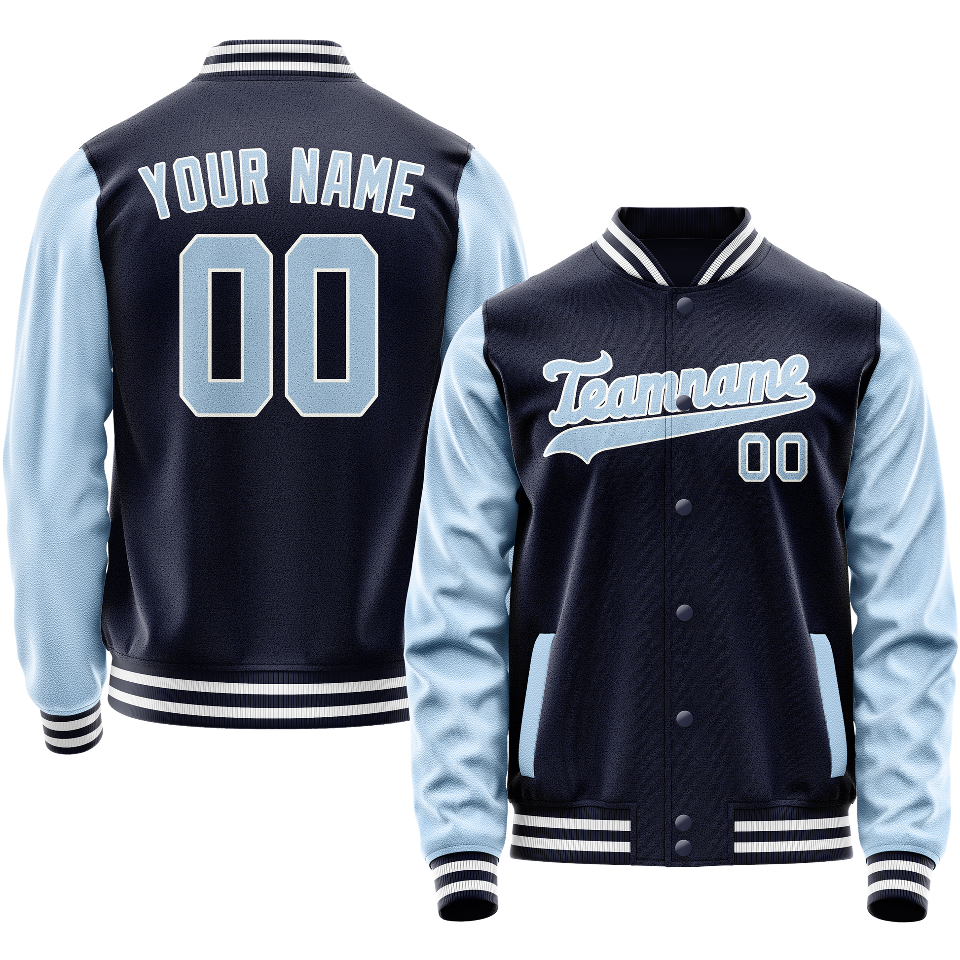 Maßgeschneidertes Marineblau Hellblau Jacke JA02240617KZ294