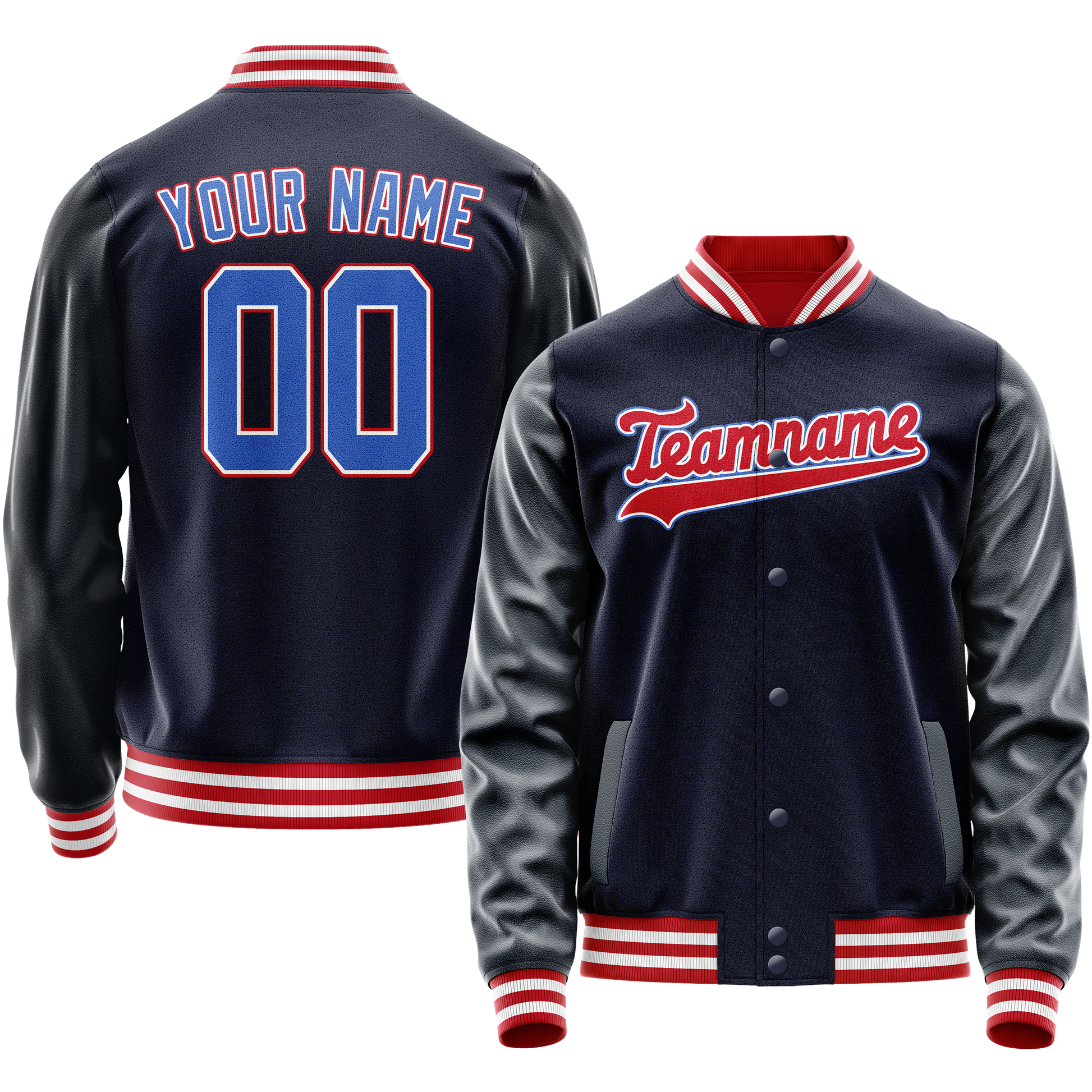 Maßgeschneidertes Marineblau Rot Jacke JA02240617KZ280