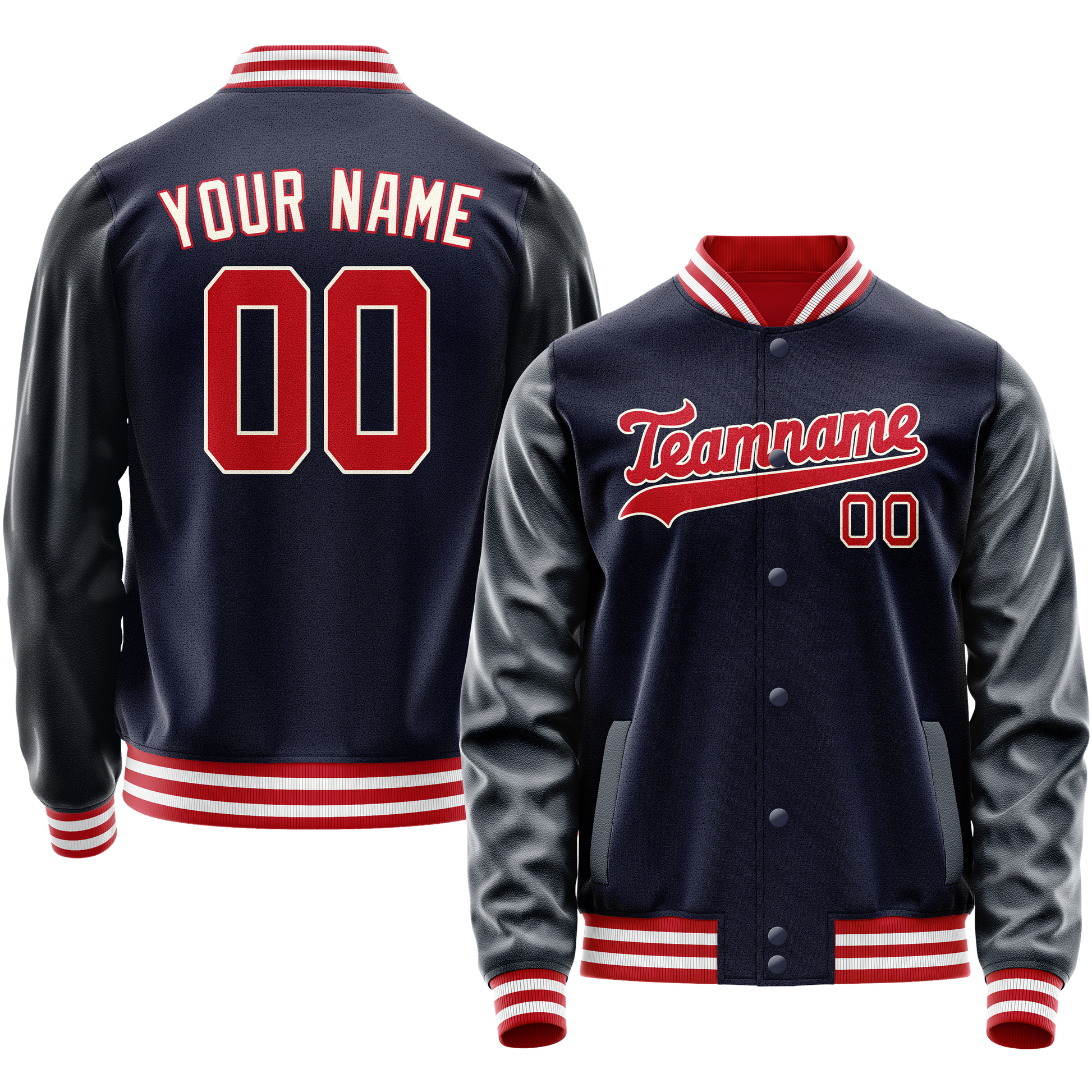 Maßgeschneidertes Marineblau Rot Jacke JA02240617KZ282