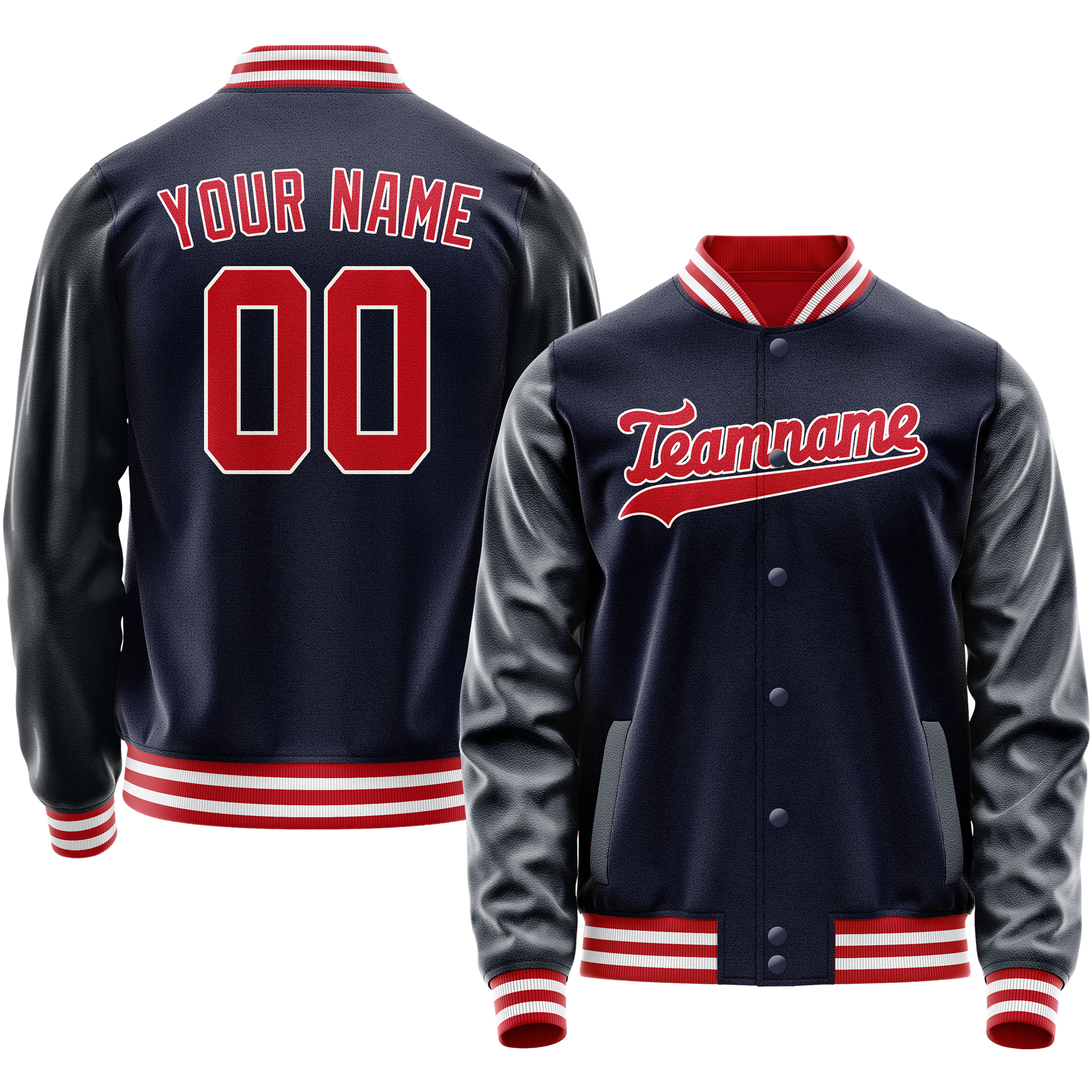 Maßgeschneidertes Marineblau Rot Jacke JA02240617KZ295