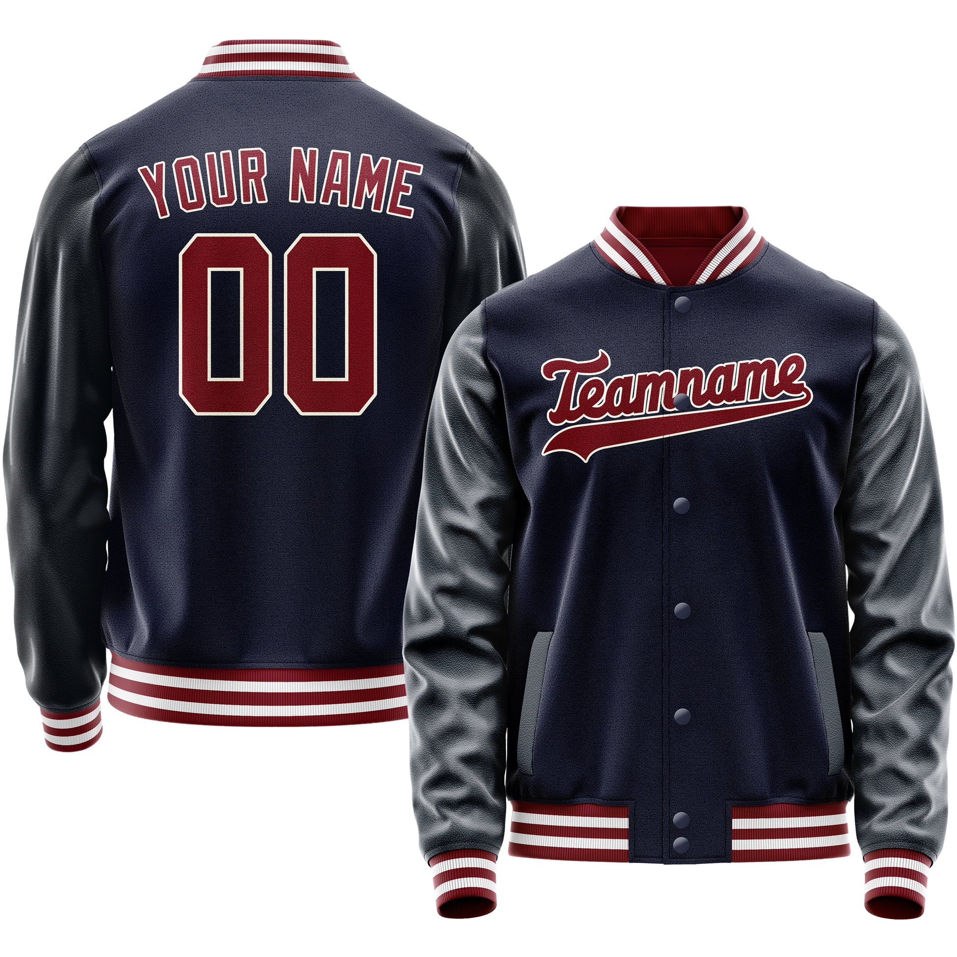 Maßgeschneidertes Marineblau Karmesinrot Jacke JA02240617KZ267