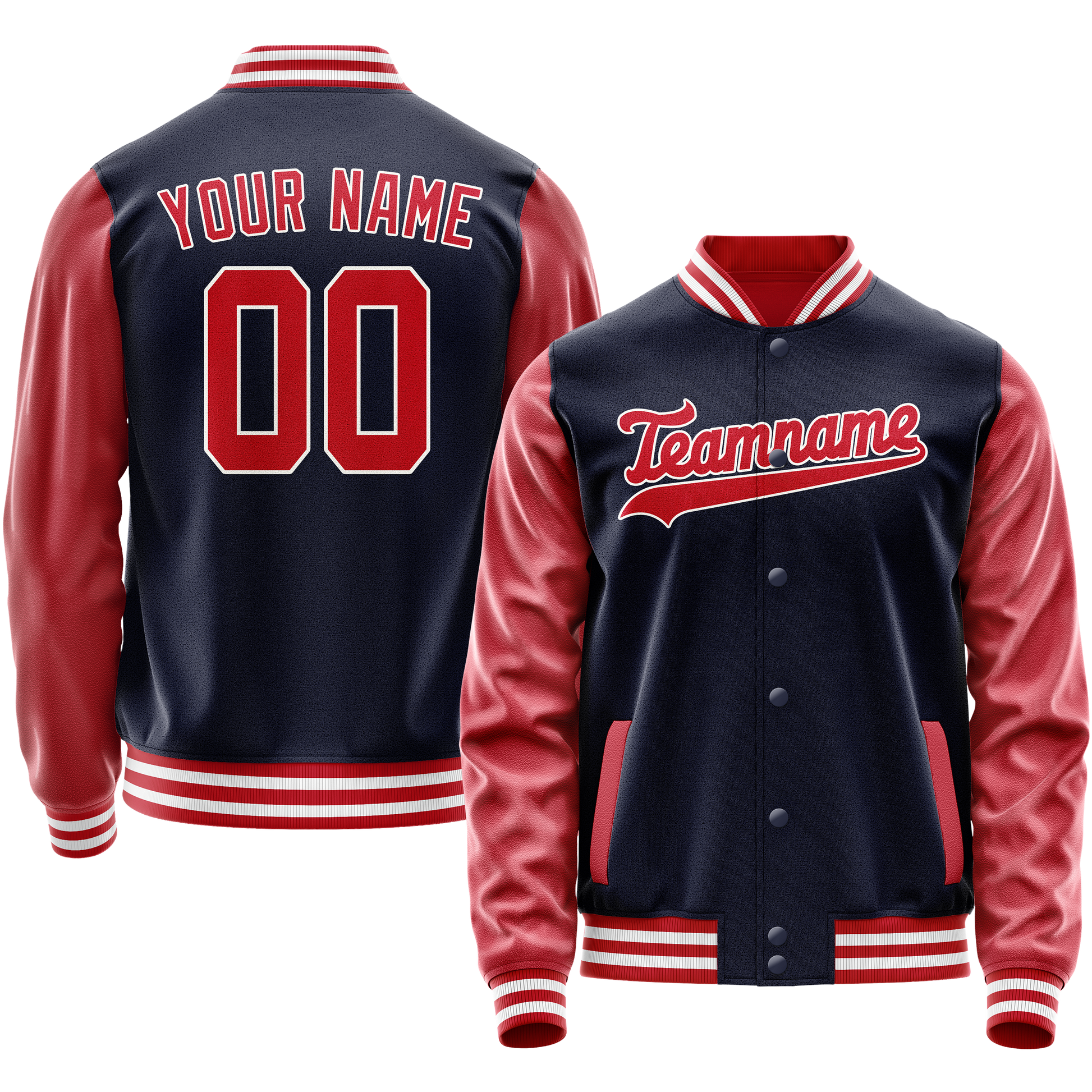 Maßgeschneidertes Marineblau Rot Jacke JA02240617KZ277