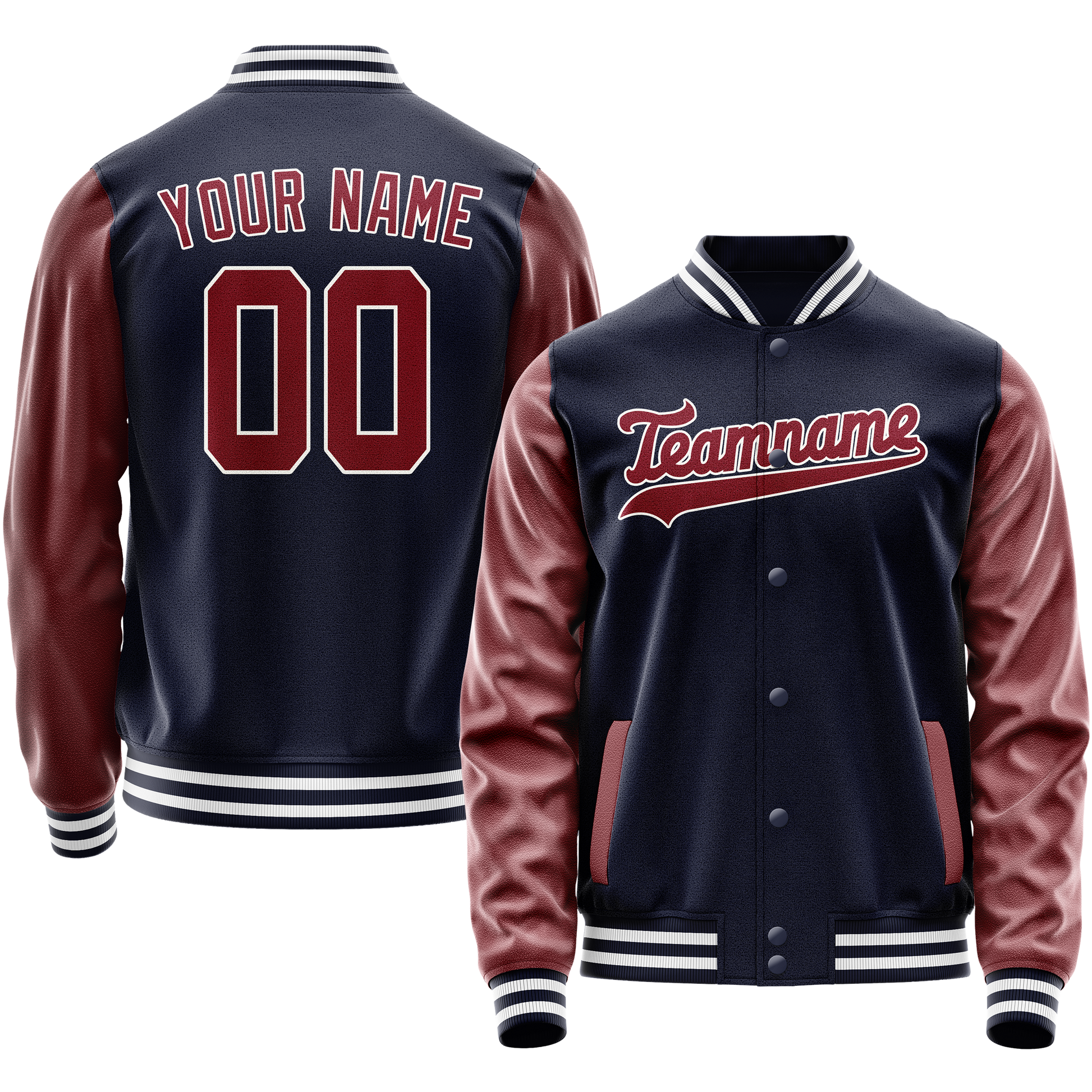 Maßgeschneidertes Marineblau Karmesinrot Jacke JA02240617KZ297