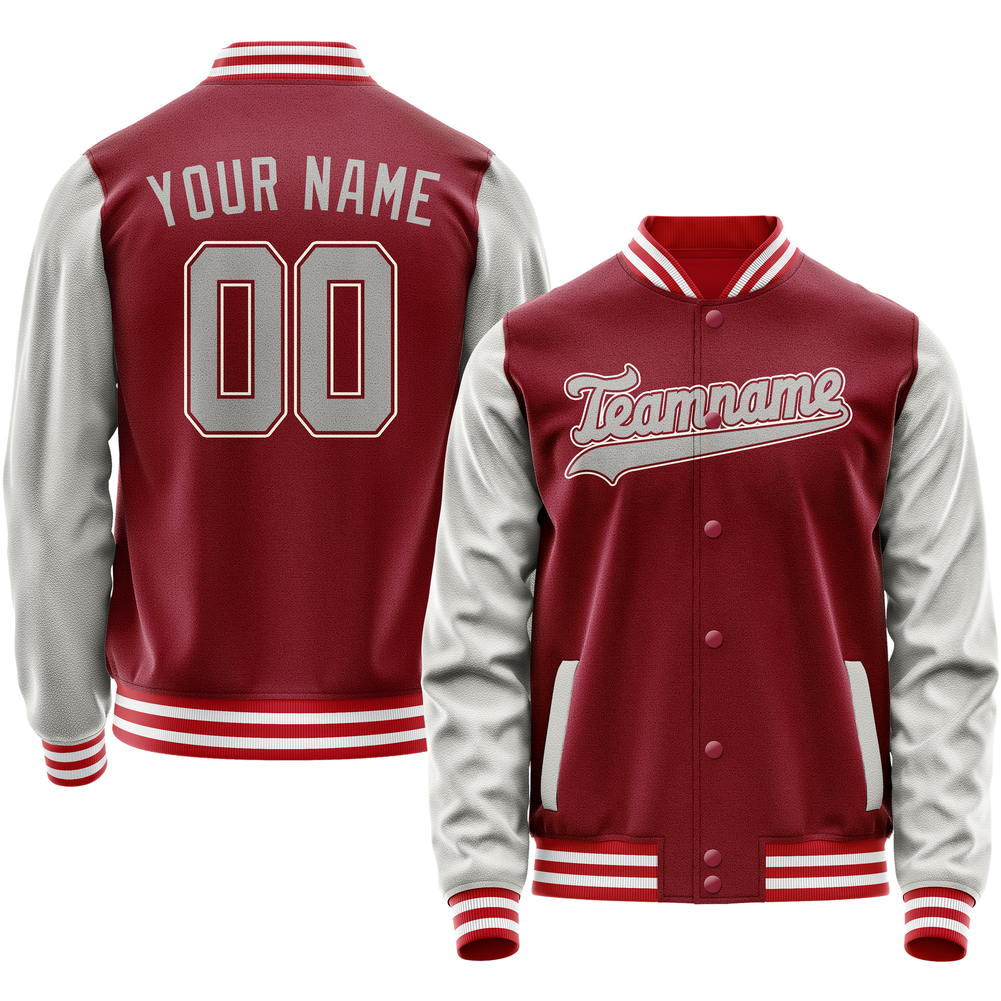 Maßgeschneidertes Karmesinrot Grau Jacke JA02240617KZ518