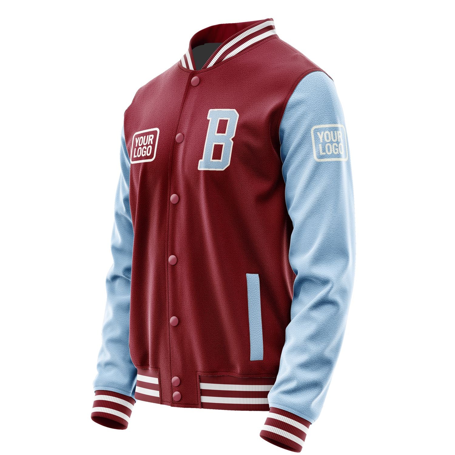 Maßgeschneidertes Karmesinrot Hellblau Jacke JA151508151818080818