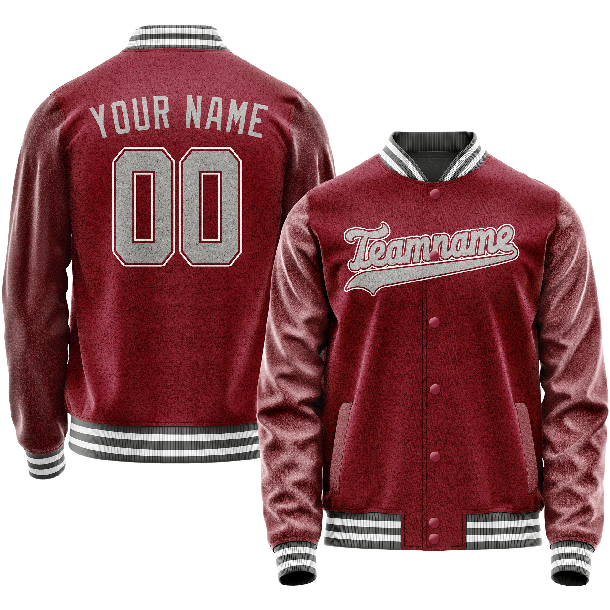 Maßgeschneidertes Karmesinrot Grau Jacke JA02240617KZ529
