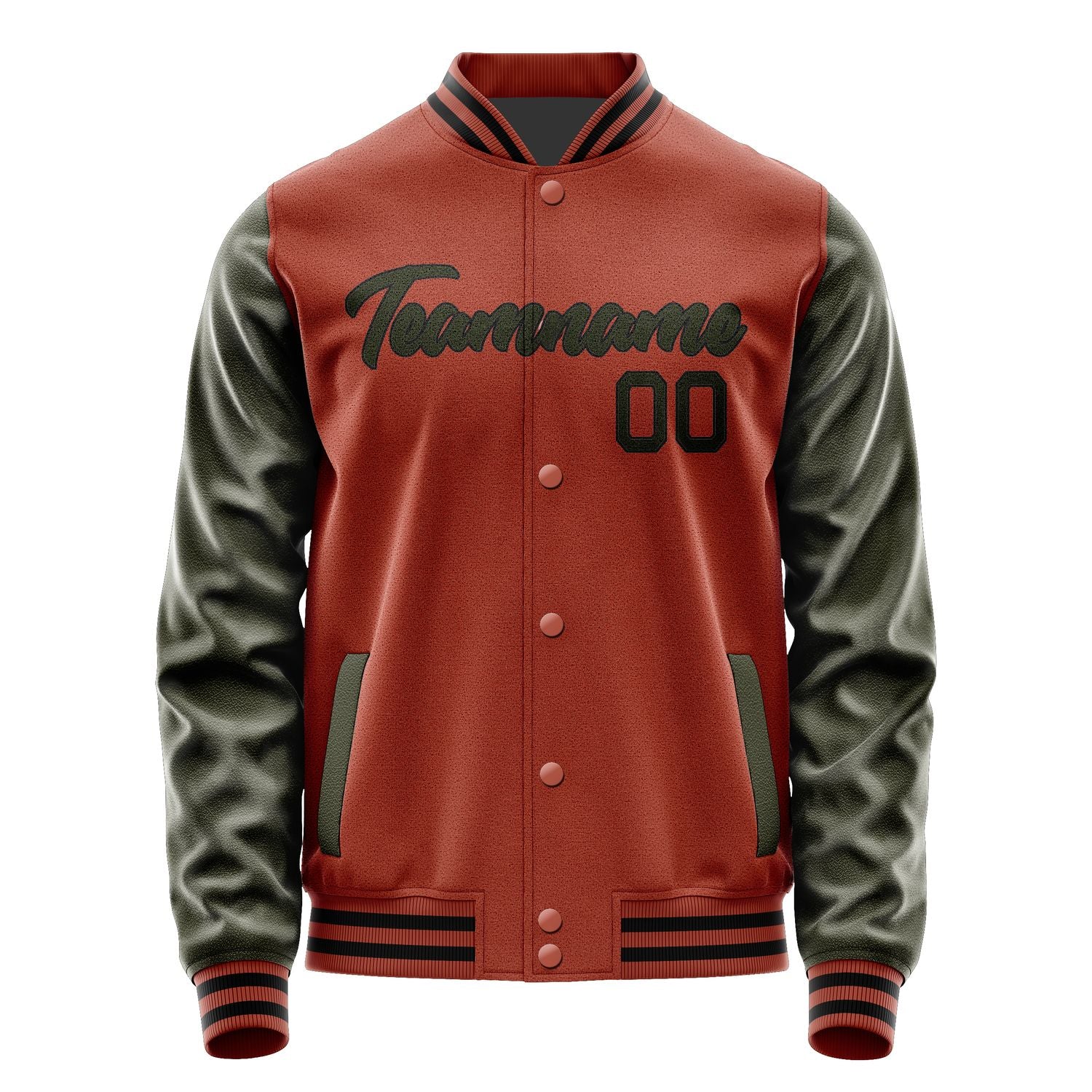 Maßgeschneidertes Korallenrot Dunkles Oliv Jacke JA1616021617B21702