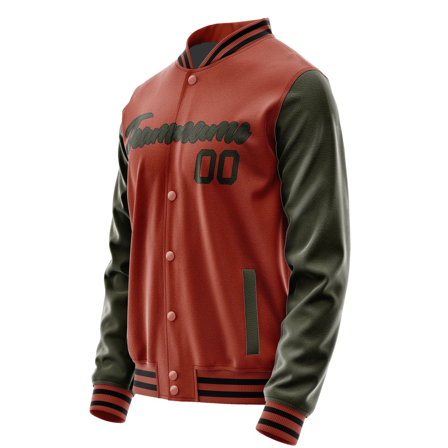 Maßgeschneidertes Korallenrot Dunkles Oliv Jacke JA1616021617B21702