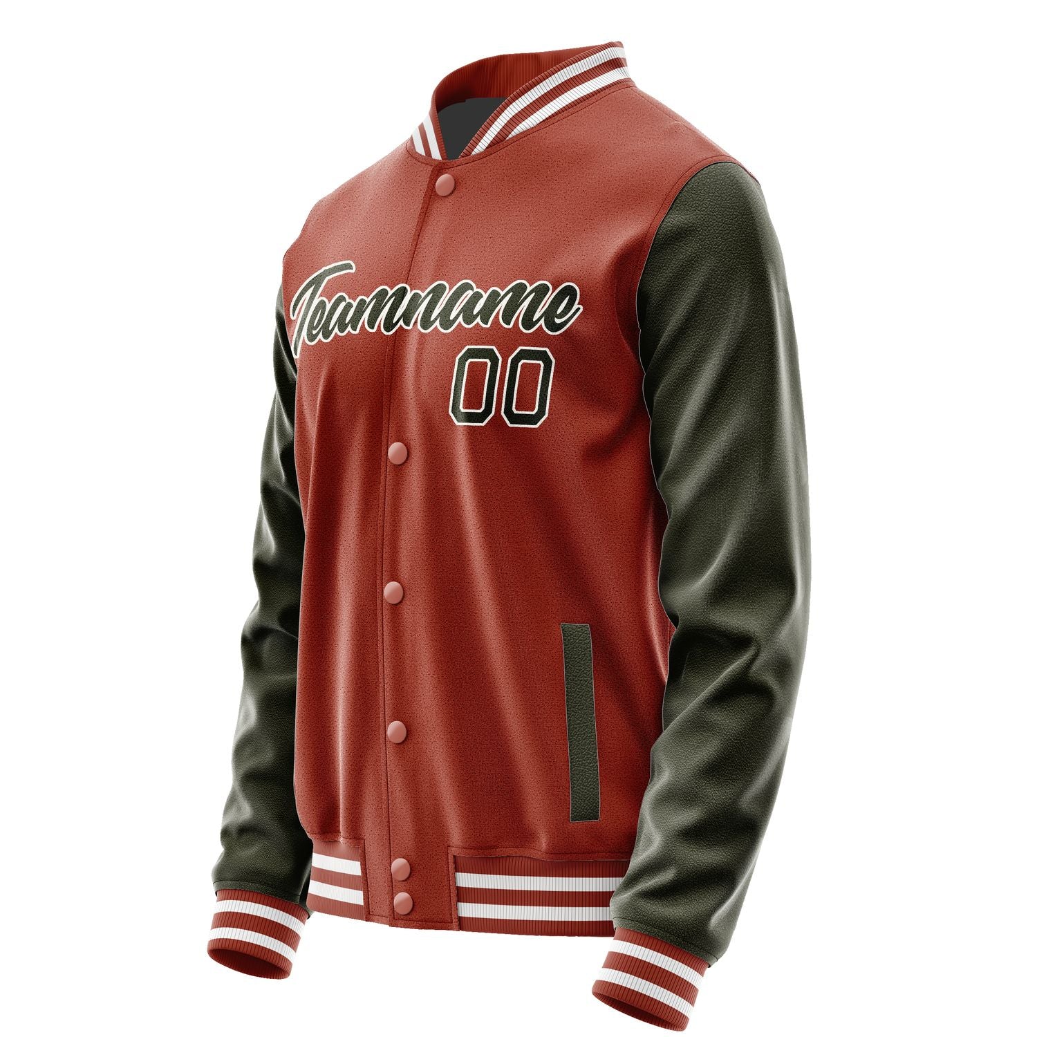 Maßgeschneidertes Korallenrot Dunkles Oliv Jacke JA1616021618B21802