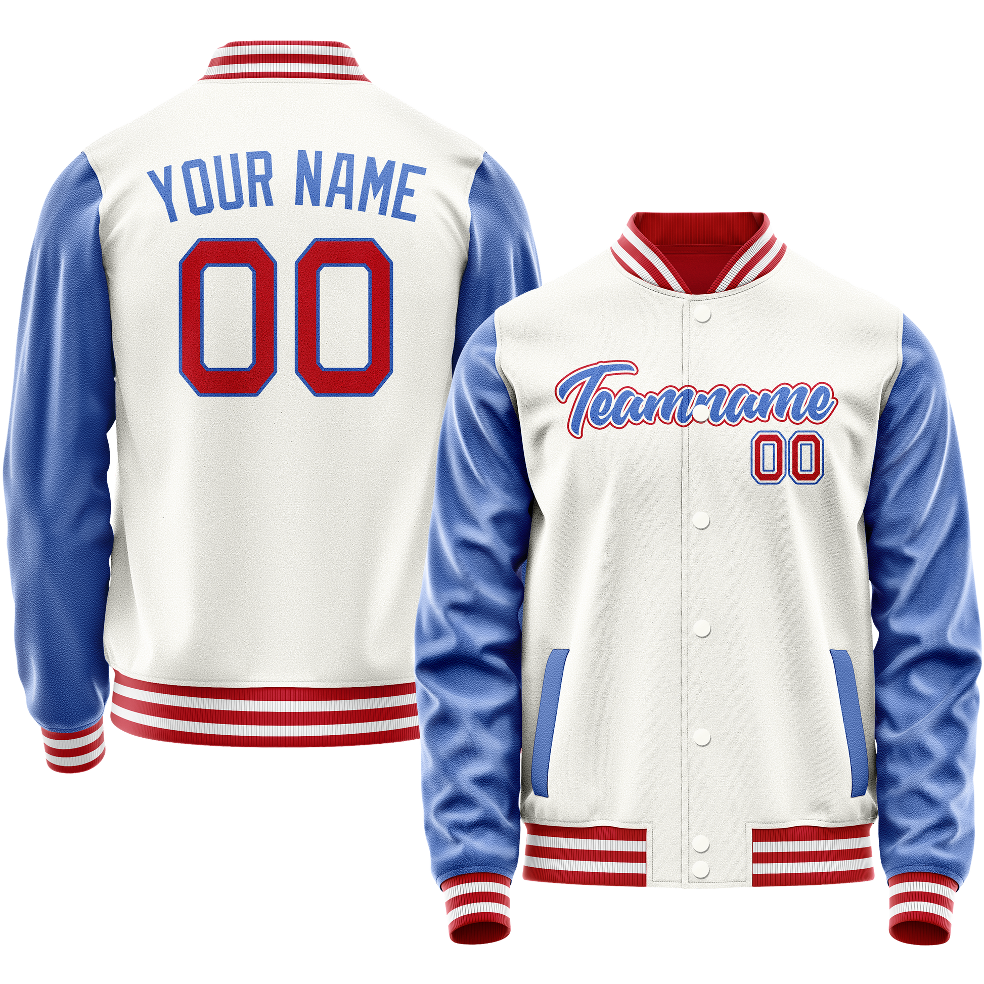 Maßgeschneidertes Weiß Königsblau Jacke JA02240617LH449