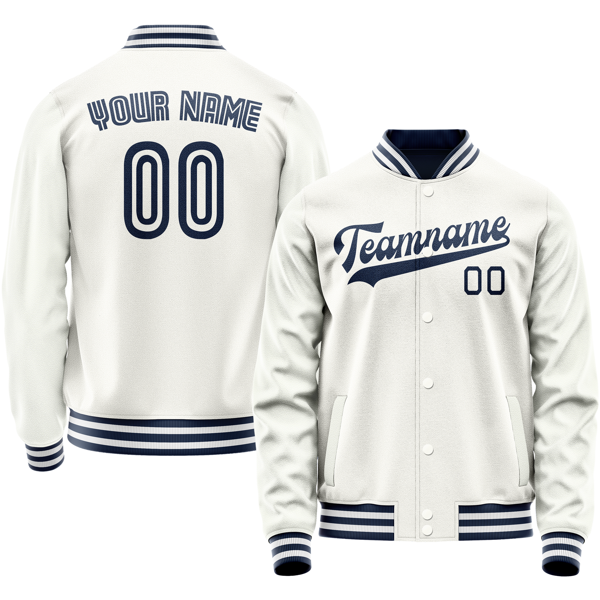 Maßgeschneidertes Weiß Marineblau Jacke JA02240617LH464