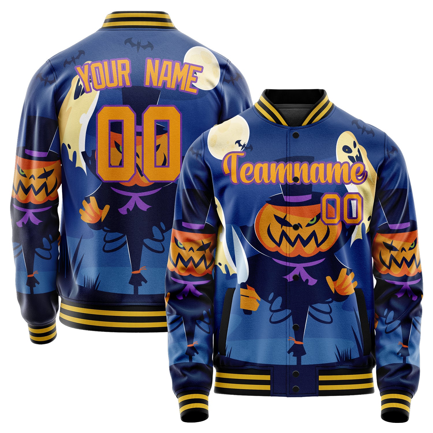 Maßgeschneidertes Königsblau Halloween Jacke JA2240927SK023