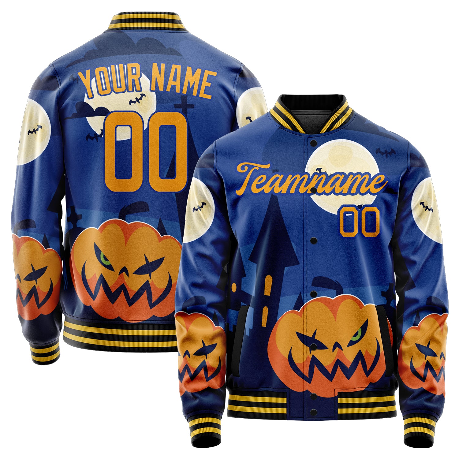 Maßgeschneidertes Königsblau Halloween Jacke JA2240927SK025