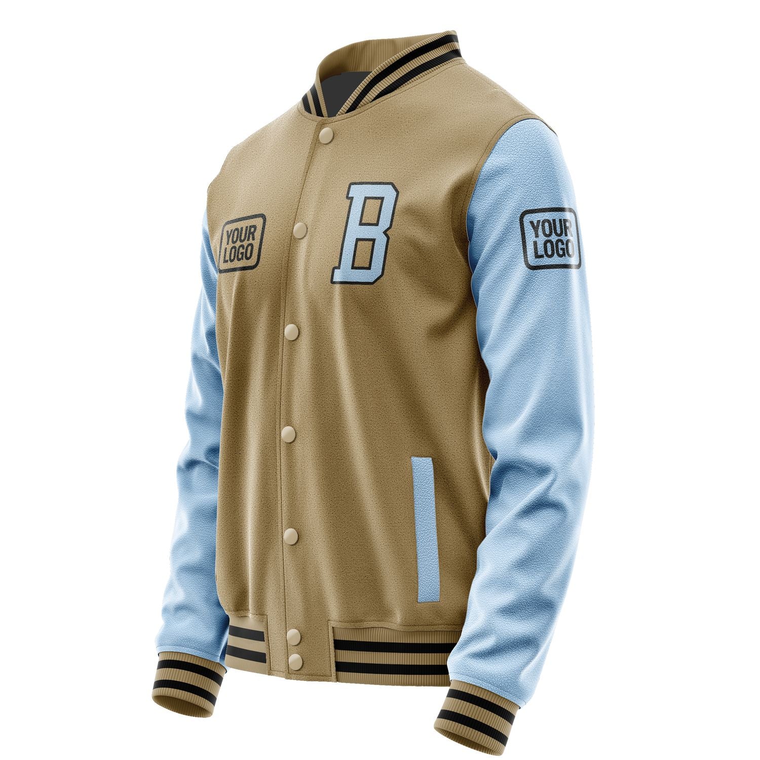 Maßgeschneidertes Hellkhaki Hellblau Jacke JA252508251717080817