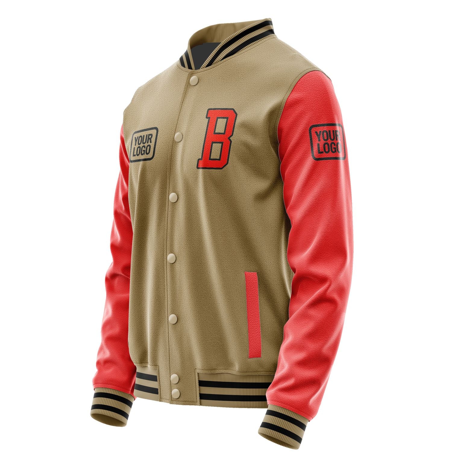 Maßgeschneidertes Hellkhaki Orangerot Jacke JA252512251717121217