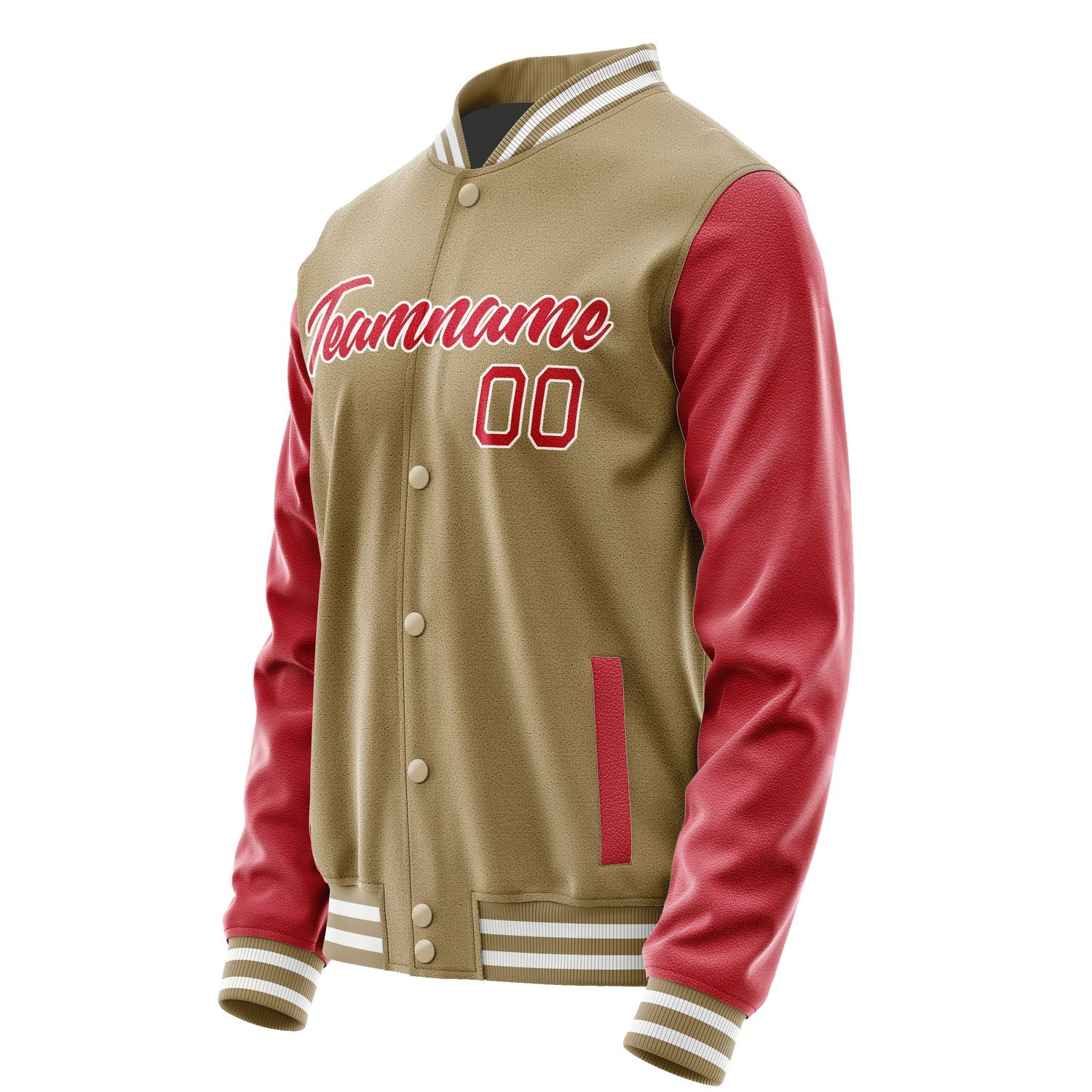 Maßgeschneidertes Hellkhaki Rot Jacke JA2525142518B21814