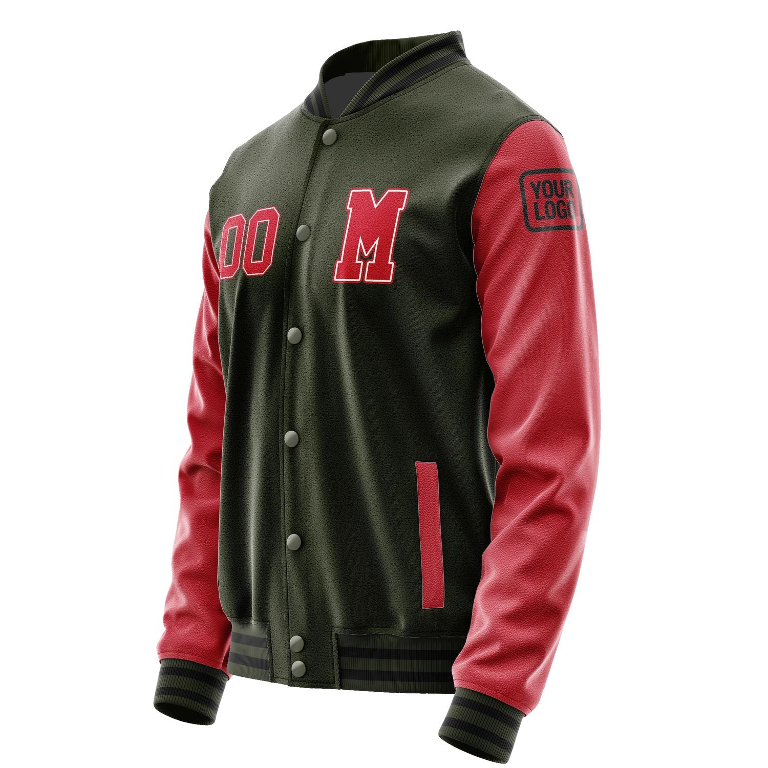 Maßgeschneidertes Dunkles Oliv Rot Jacke JB0202140217141817