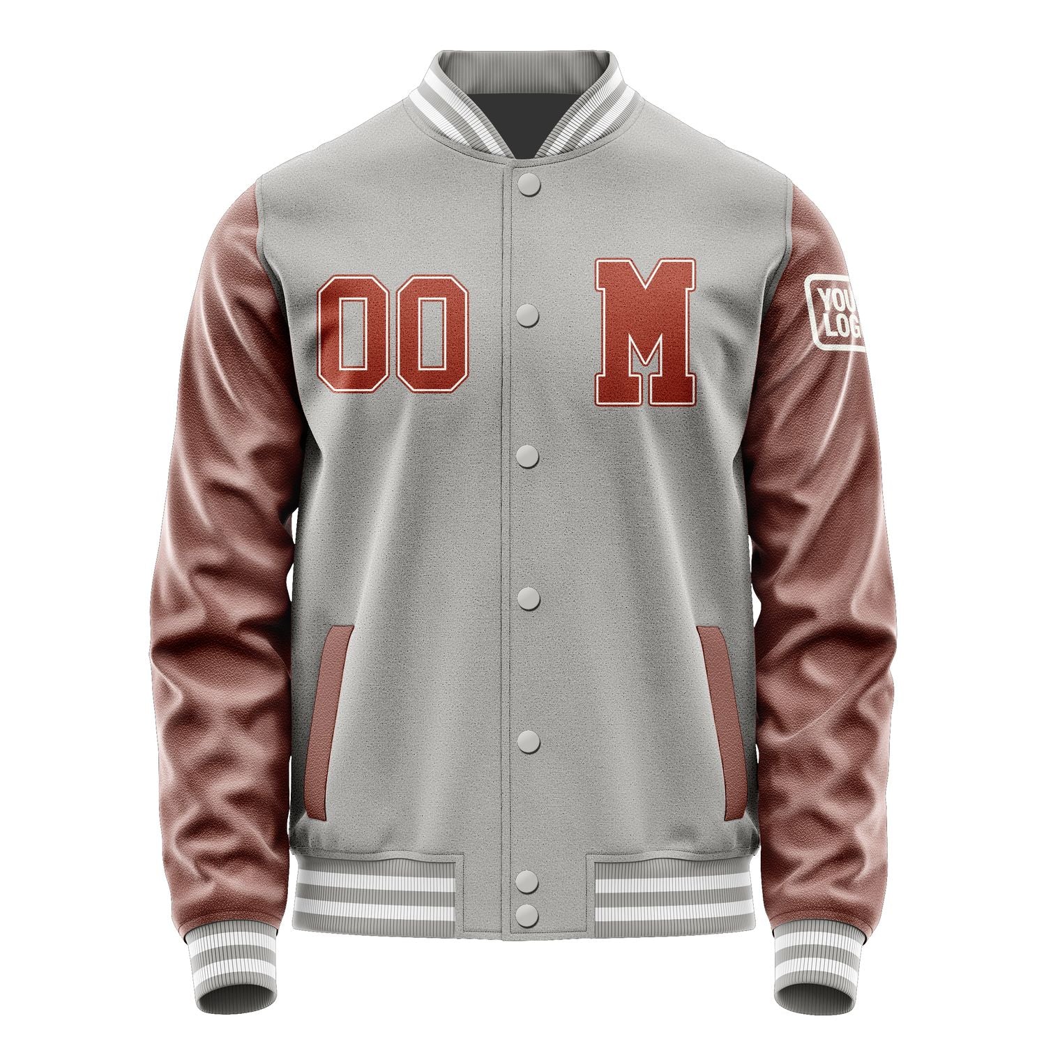 Maßgeschneidertes Grau Korallenrot Jacke JB0404160418161818