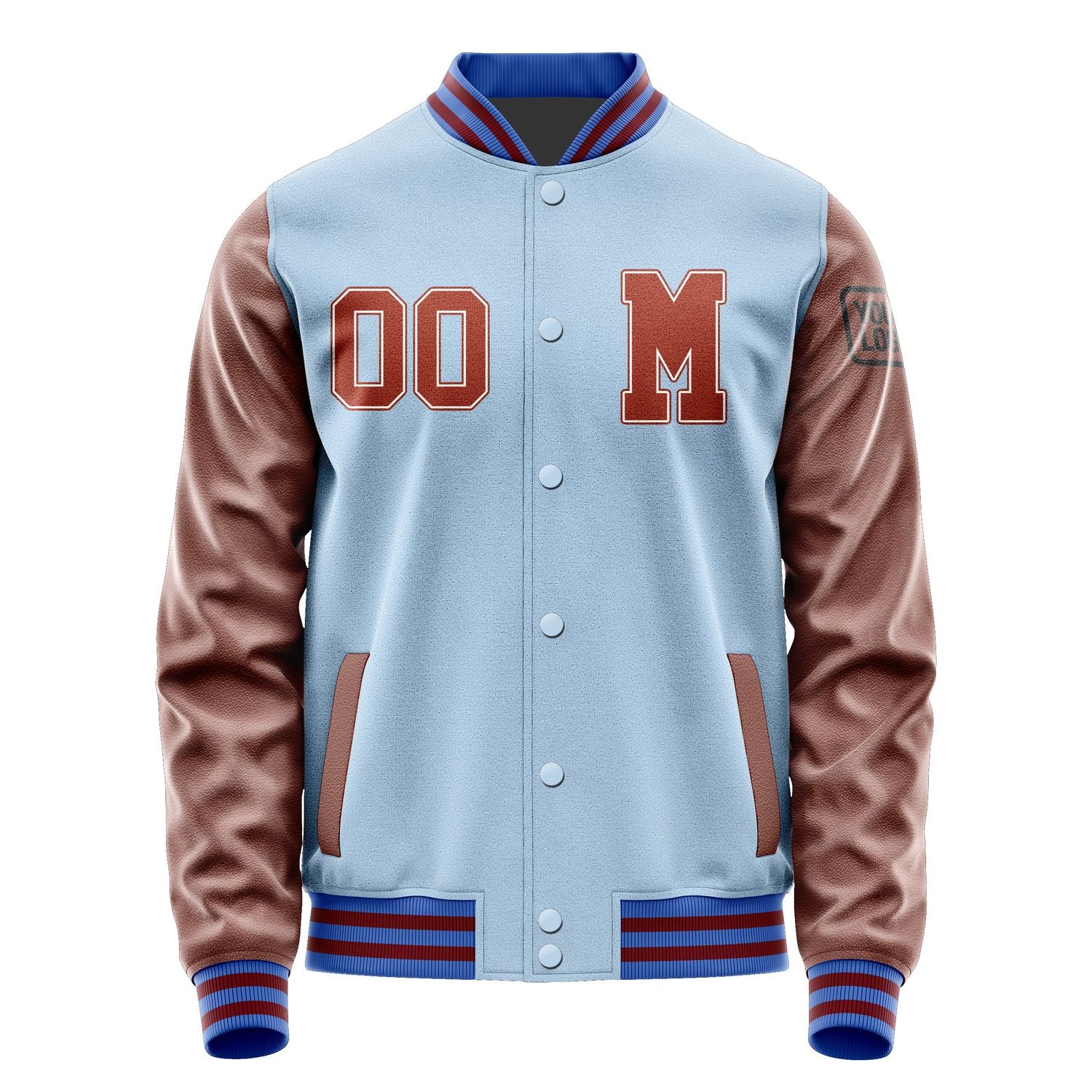 Maßgeschneidertes Hellblau Korallenrot Jacke JB0808160915161817